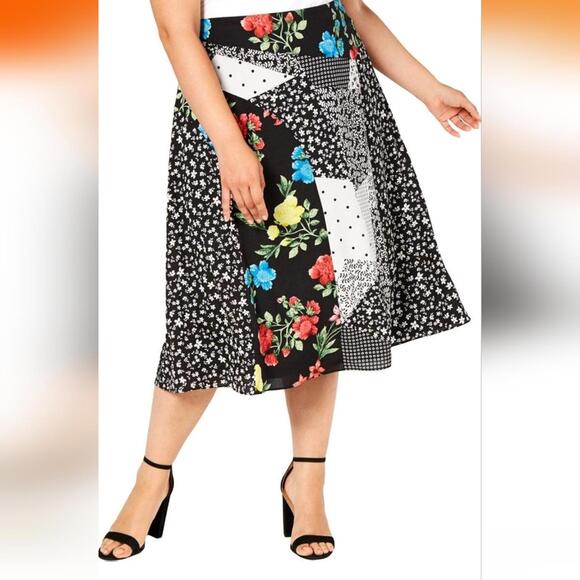 Calvin Klein Patchwork Print A-line Skirt. NWT - Picture 1 of 7